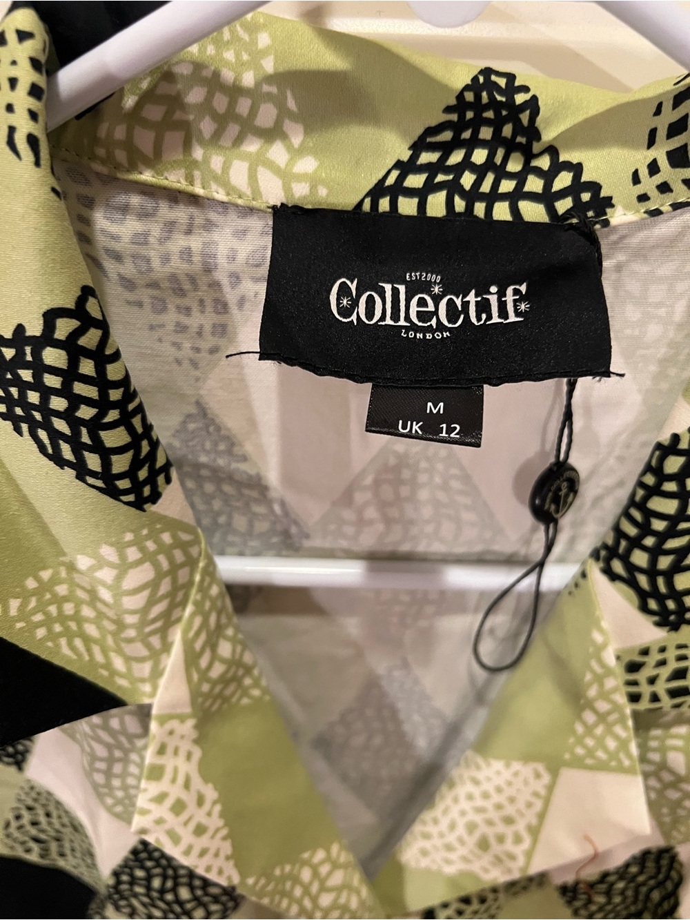 Collectif Light Green Geometric Button-Down Pencil Shirtdress